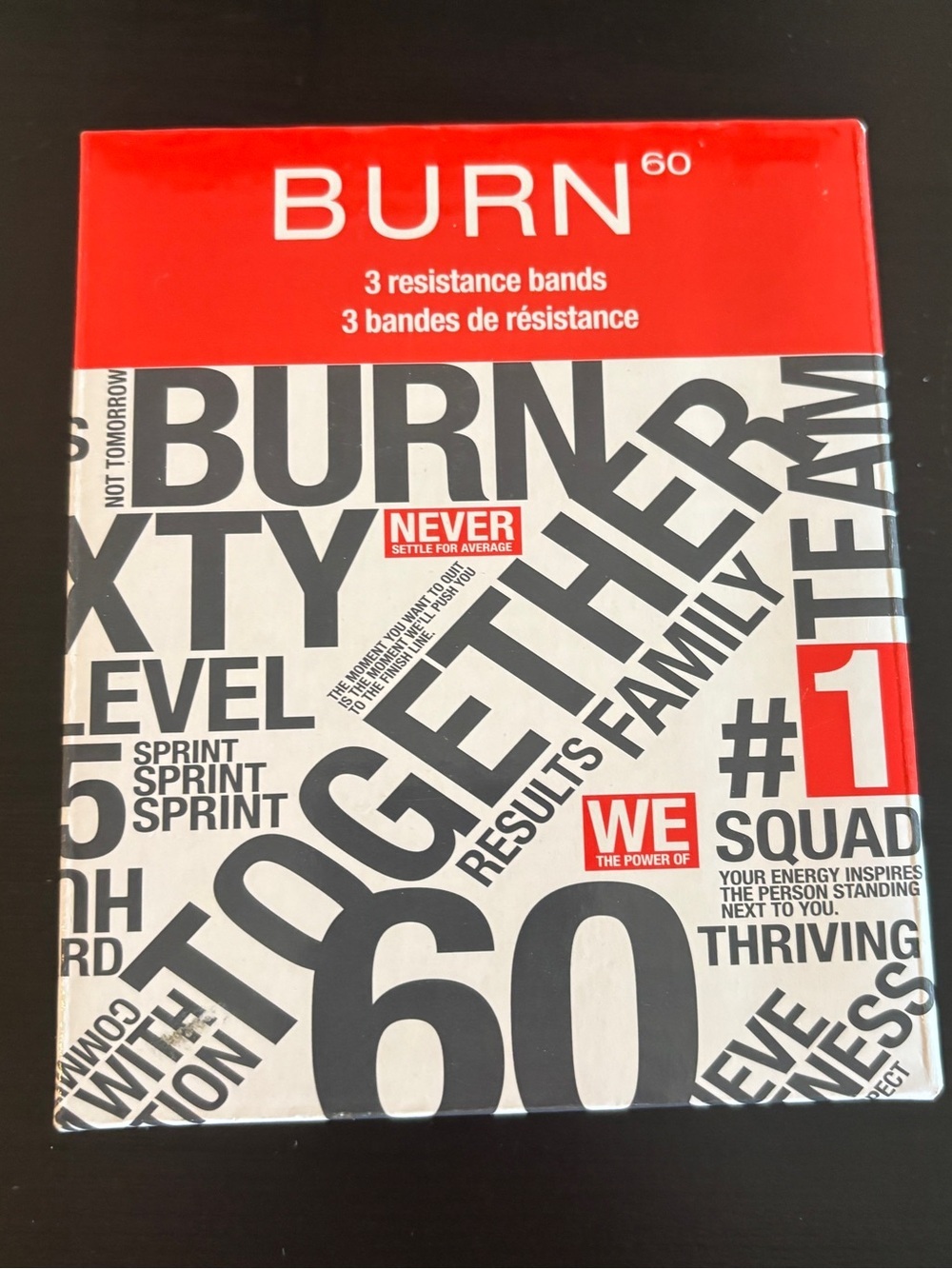BURN 60 Resistance Bands - Red, White, Black